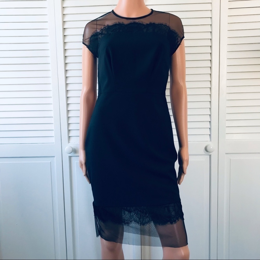 ETCETERA Black Mesh and Lace Sleeveless Dress Size 2